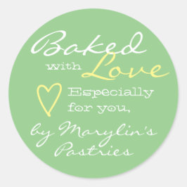 Sticker Rond Mint Vert simple fait avec amour Coeur Pastel