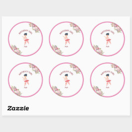 Sticker Rond Minuscule danseur | Rose rouge rose