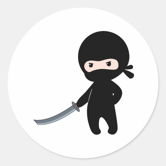 Sticker Rond Minuscule Ninja en colère (Devant)