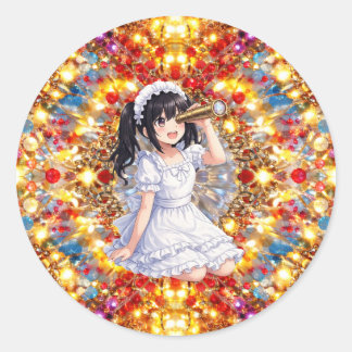 Sticker Rond Mirabella dans une lumière dorée – Mandala Kaléido
