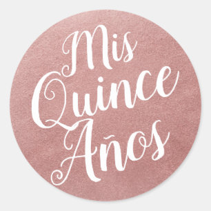 Sticker Rond Mis Quince Años Rose Gold Rose Quinceañera