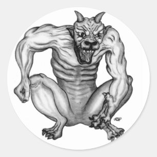 Sticker Rond Mischwesen - Troll Teufel und Golem
