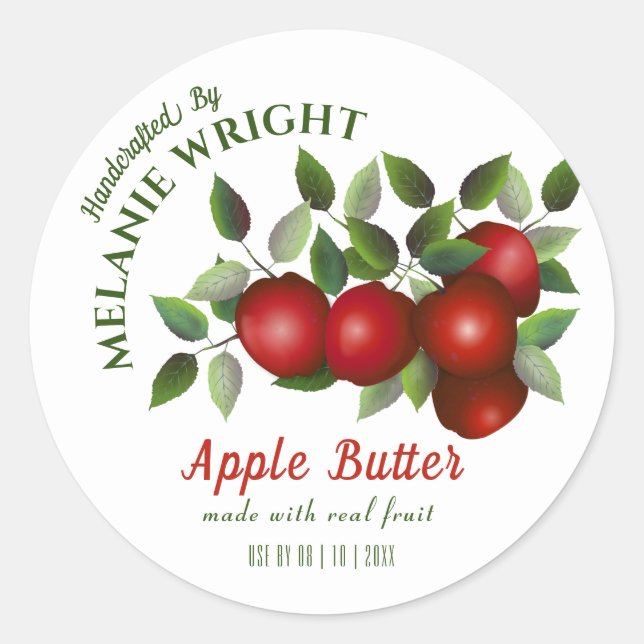 Sticker Rond Mise en conserve de fruits de pomme (Devant)