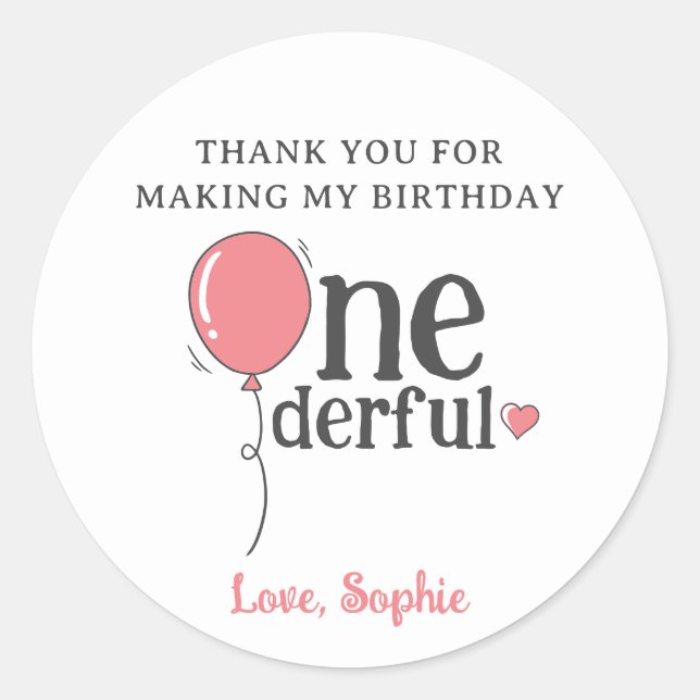 Sticker Rond Miss Onederday Balloon Merci (Devant)