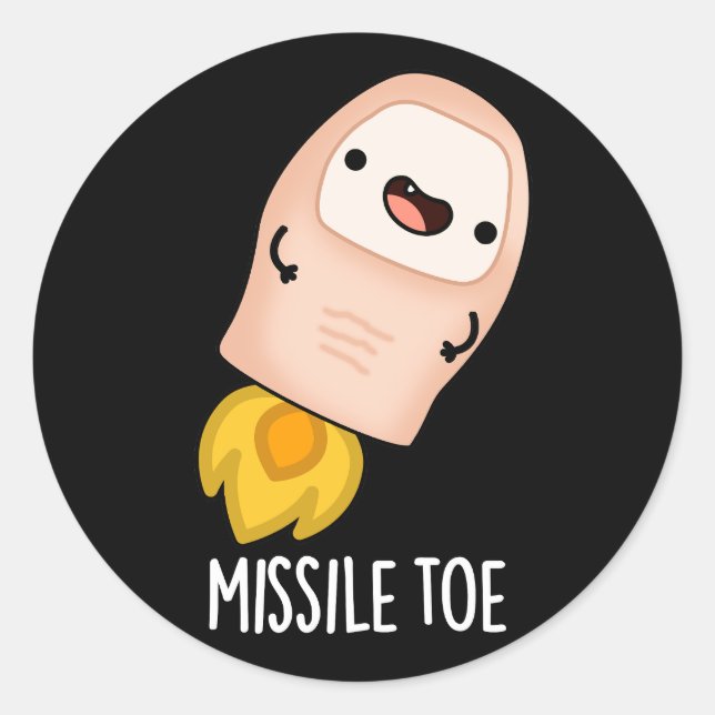 Sticker Rond Missile Toe drôle Mistletoe Pun Dark BG (Devant)