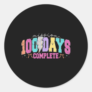 Sticker Rond Mission 100 Jours Terminer Funny 100 Jours D'École