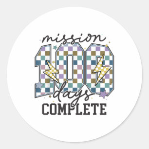 Sticker Rond Mission 100 Jours Terminer Funny 100 Jours D'École