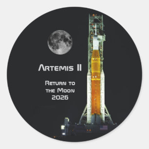 Sticker Rond Mission Artemis II sur la Lune