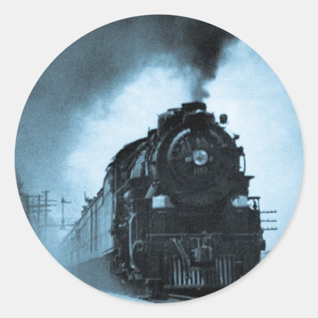Sticker Rond Missouri Pacific Steam Passager Cyan (Devant)