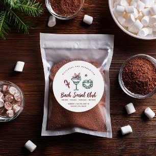 Sticker Rond Mistletoe et Margaritas Bachelorette de Noël