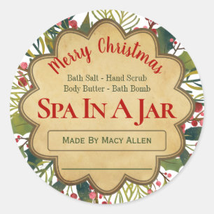 Sticker Rond Mistletoe Holly Spa De Noël Dans Les Idées Jar