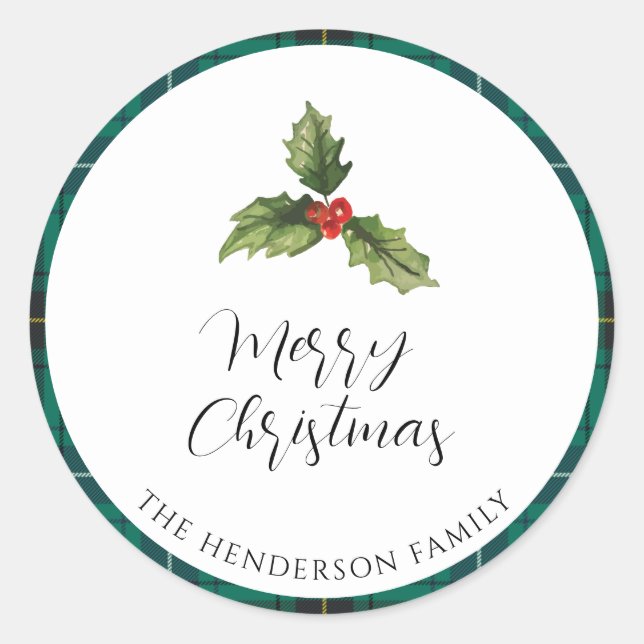 Sticker Rond Mistletoe Plaid Tartan Adresse de retour (Devant)