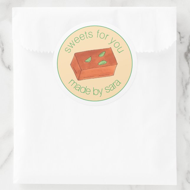 Sticker Rond Mithai Mysore Pak fait maison Bonbons Indiens (Sac)
