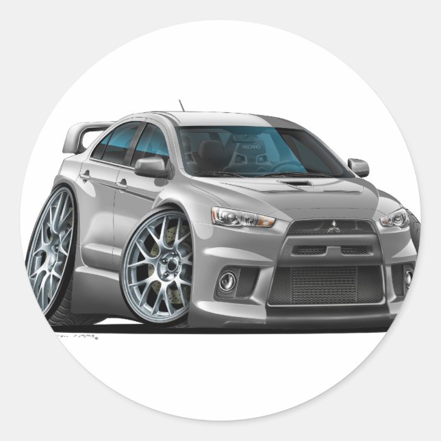 Sticker Rond Mitsubishi Silver Car (Devant)