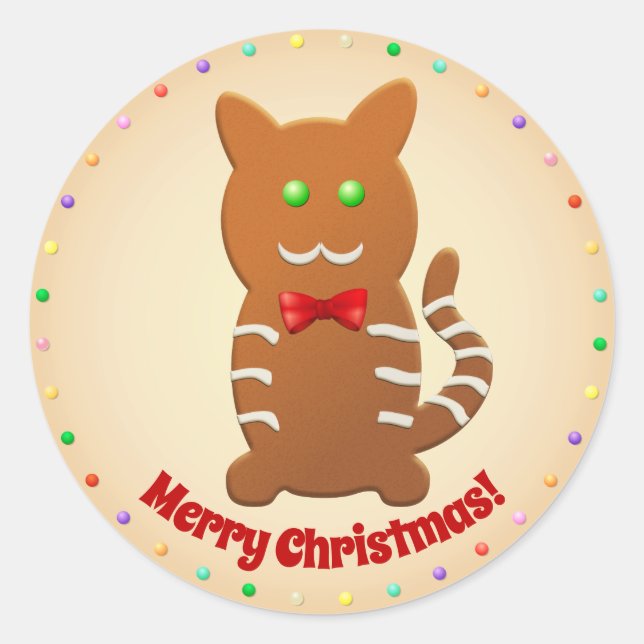 Sticker Rond Mitzipher Le doux pain d'épices dessin de chat (Devant)