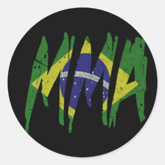 Sticker Rond Mixed martial art du drapeau brésilien