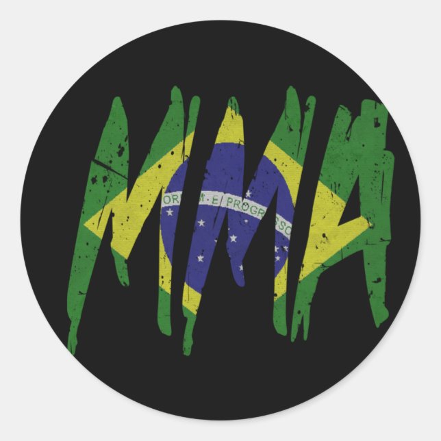 Sticker Rond Mixed martial art du drapeau brésilien (Devant)