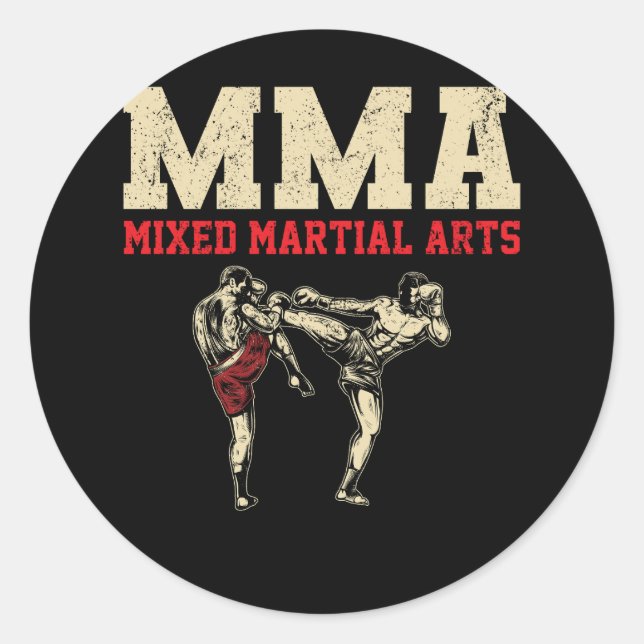 Sticker Rond Mixed martial art Kickboxing Fighter Mixed Martial (Devant)