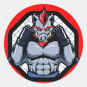 Sticker Rond MIXED MARTIAL ART Mens Marshal Arts Mixte Cage Fig
