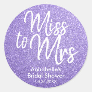 Sticker Rond Mlle à Mme Purple Violet Parties scintillant Fête