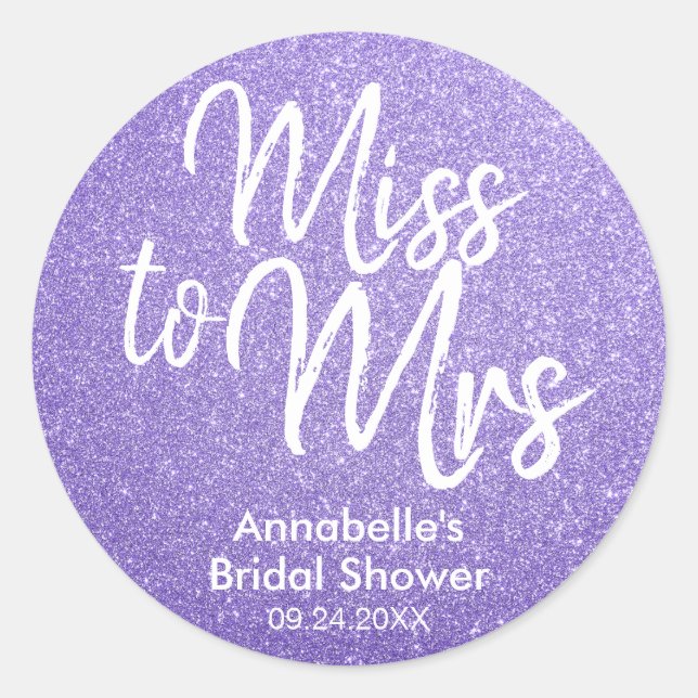 Sticker Rond Mlle à Mme Purple Violet Parties scintillant Fête  (Devant)