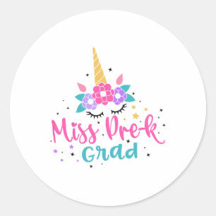 Sticker Rond Mlle Pré-k Grad préscolaire Diplômée filles enfant