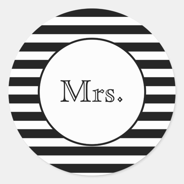 Sticker Rond Mme avec bandes noires et blanches (Devant)