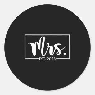 Sticker Rond Mme Est. 2023 Femme Mariée Mariage Gif