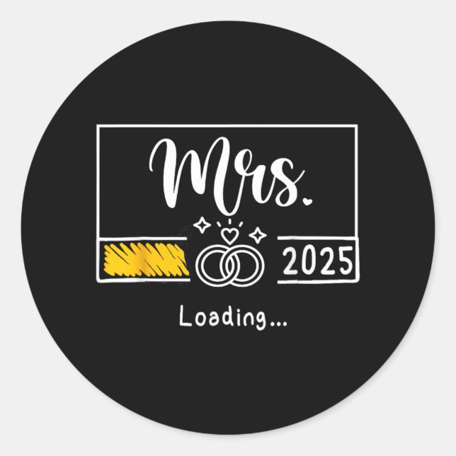 Sticker Rond Mme Est. 2025 Chargement d'une femme Mariage marié (Devant)