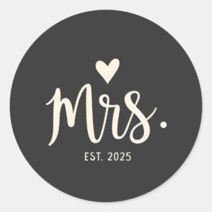 Sticker Rond Mme Est. mariage Fiançailles mariée 2025
