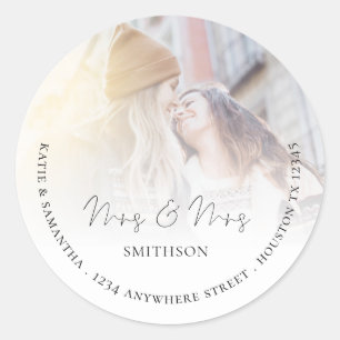 Sticker Rond Mme Mme Photo Retour Nom Adresse Mariage Lesbienne