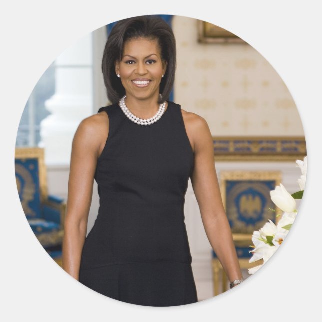 Sticker Rond Mme ObamaPortrait (Devant)