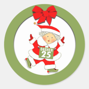 Sticker Rond Mme Père Noël Runner Racing