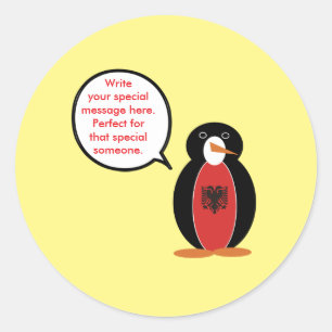Sticker Rond Mme Pingouin personnalisée Albanie