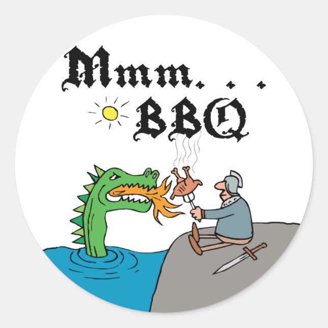 Sticker Rond Mmm. . . BBQ (Devant)