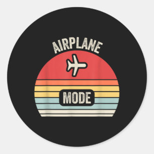 Sticker Rond Mode Avion Graphique Rétro Vintage Coucher de Sole