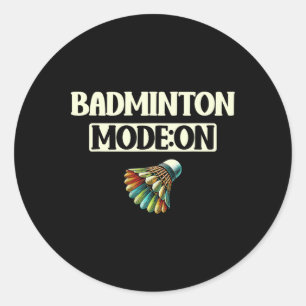 Sticker Rond Mode Badminton Sur Une Navette Colorée Amusante