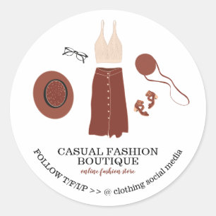 Sticker Rond Mode Boutique Boho Hipster Vêtements