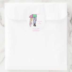 Sticker Rond Mode Couple Rouge Homard Douche Mariage Faveurs