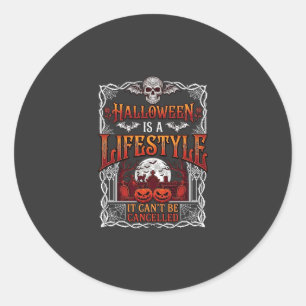Sticker Rond Mode de vie Halloween Chauve-souris Crâne Cimetièr