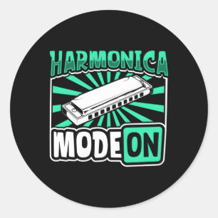 Sticker Rond Mode Harmonica Sur Harmonica Player