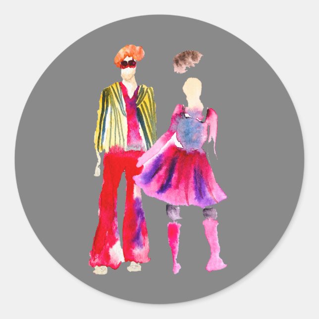 Sticker Rond Mode illustration aquarelle boho (Devant)