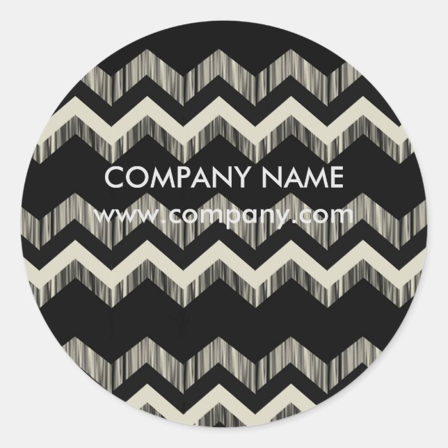 Sticker Rond Mode Motif Géométrique Noir et Blanc Chevron (Devant)