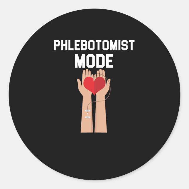 Sticker Rond Mode Phlebotomiste Sang Phlebotomie Syringe Cadeau (Devant)