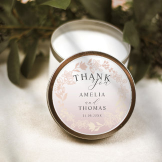 Sticker Rond Mode Rose Gold Wreath Wedding Favor