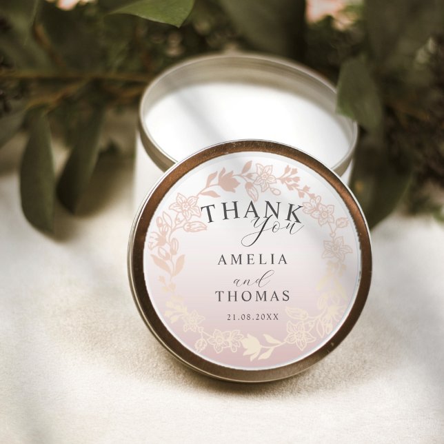 Sticker Rond Mode Rose Gold Wreath Wedding Favor (Créateur téléchargé)