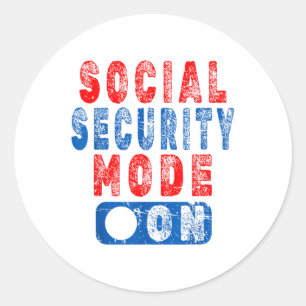 Sticker Rond Mode Sécurité sociale activé - Humour citoyen âgé 