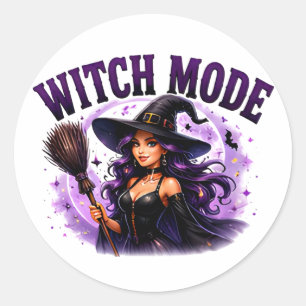 Sticker Rond ✨ Mode Sorcière Activée Citation Halloween 🧙