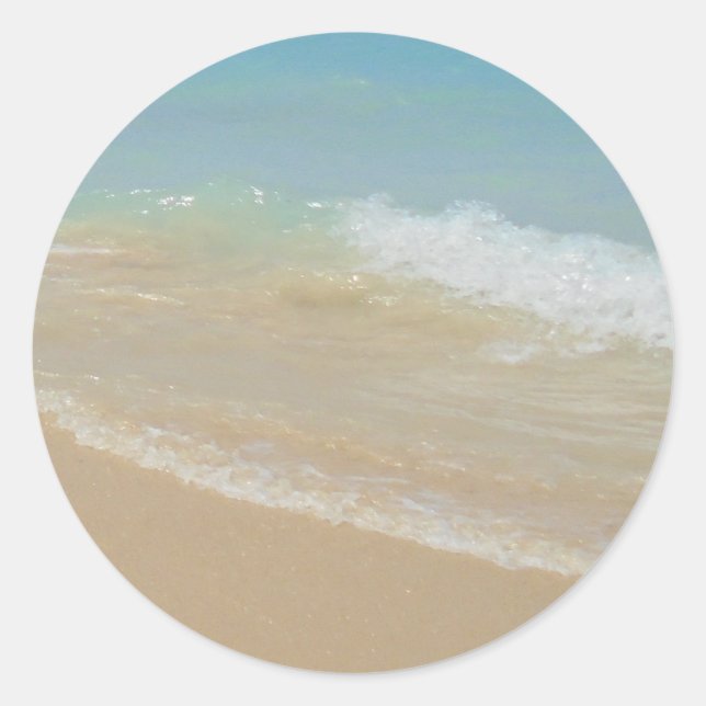Sticker Rond Modèle blanc des vagues de la mer (Devant)