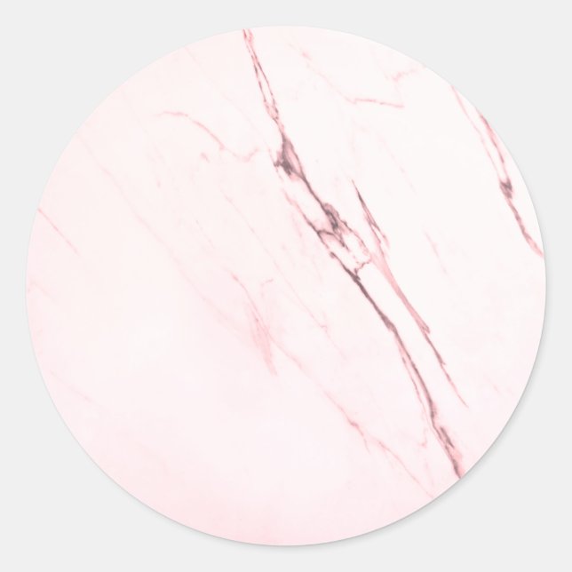 Sticker Rond Modèle blanc en marbre rose personnalisé (Devant)